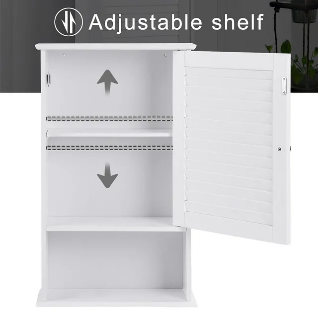 Costway Wall Cabinet Hanging Bathroom Storage Cabinet 27.5'' Height  Adjustable