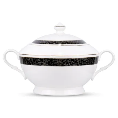 Normand Black and Gold Fine Bone China Soup Tureen