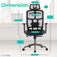 Stylish Ergonomic High Mesh Office Chair With Adjustable Head, Armrest & Lumbar Support