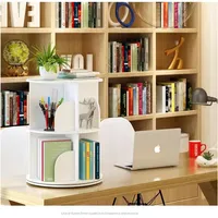 2 Tier 360° Rotating Stackable Shelves Bookshelf Organizer (white) - Intexca