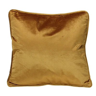 18" Solid Golden Mustard Plush Velvet Square Throw Pillow With Piped Edging