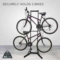 Bike Storage Rack, 2 Bicycle Garage Stand, Adjustable, Freestanding, Adjustable Hooks Universal