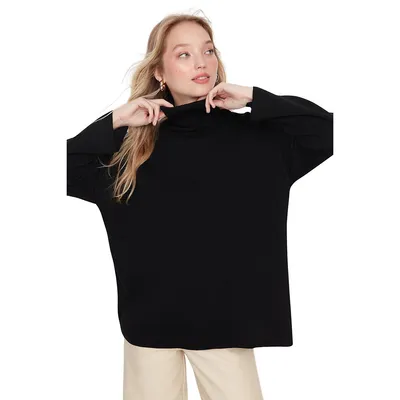 Women Oversize Basic Turtleneck Knitwear Sweater