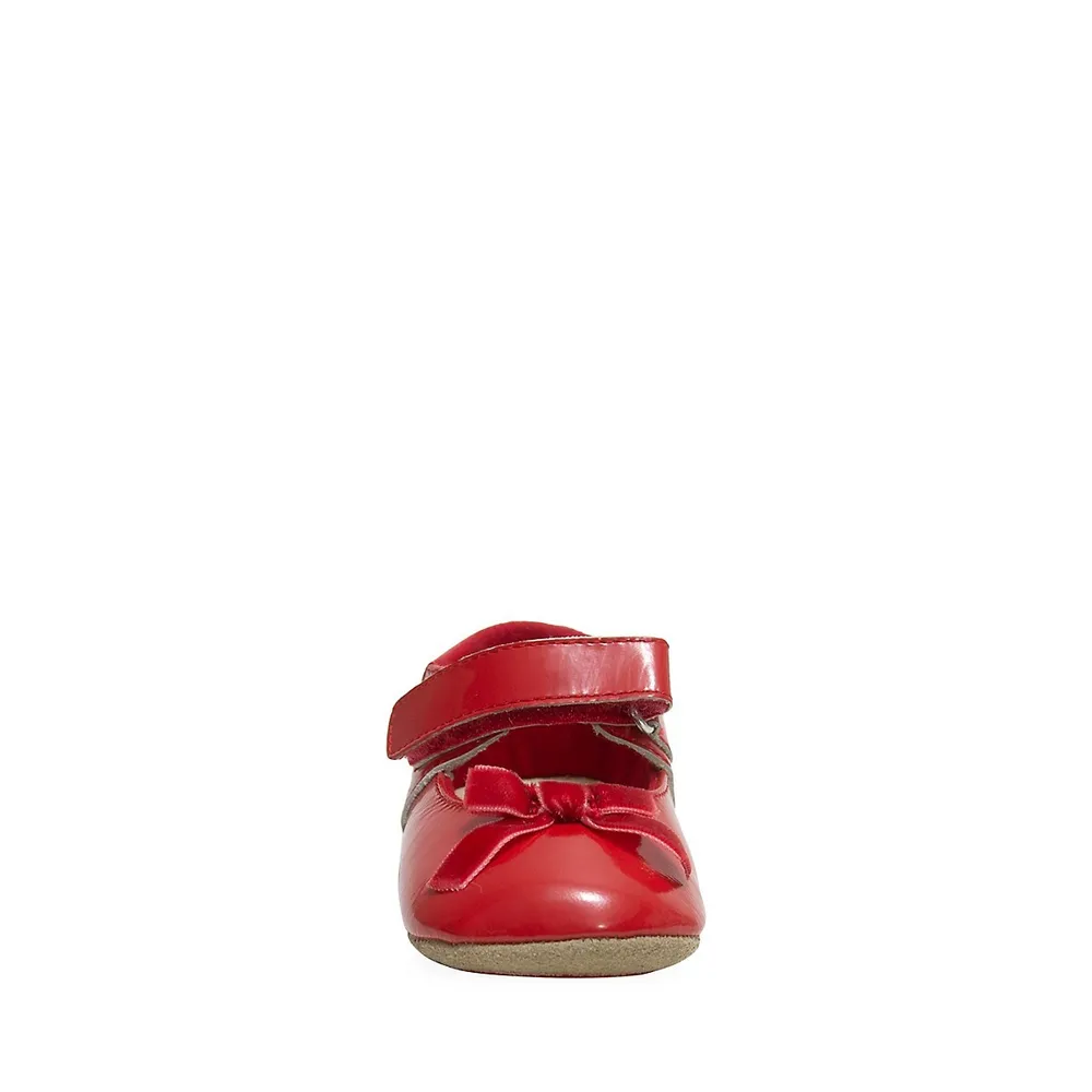 Chaussures en cuir verni à boucle velours pour bébé garçon