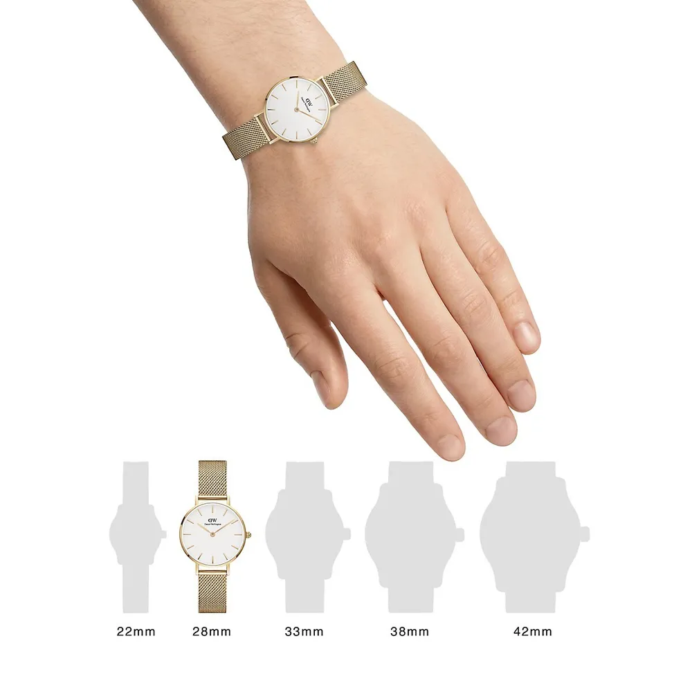 Montre dorée à bracelet milanais Petite Evergold