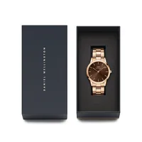 Iconic Link Amber Ion-Plated Rose Goldtone Stainless Steel Bracelet Watch DW00100460