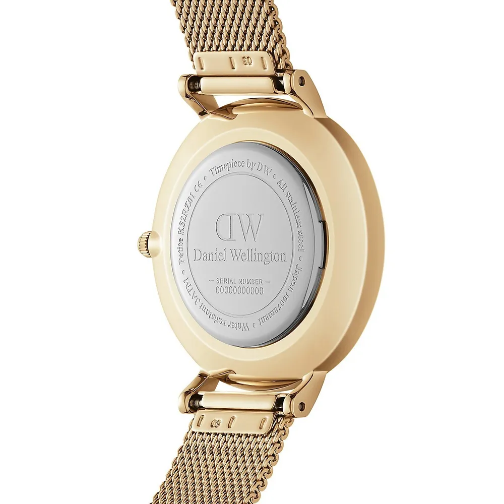 Petite Unitone Ion-Plated Goldtone Stainless Steel & Pressed Mesh Bracelet Analog Watch DW00100474