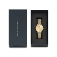 Petite Unitone Ion-Plated Goldtone Stainless Steel & Pressed Mesh Bracelet Analog Watch DW00100474