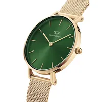 Petite Evergold Ion-Plated Goldtone Stainless Steel & Pressed Mesh Bracelet Analog Watch DW00100480
