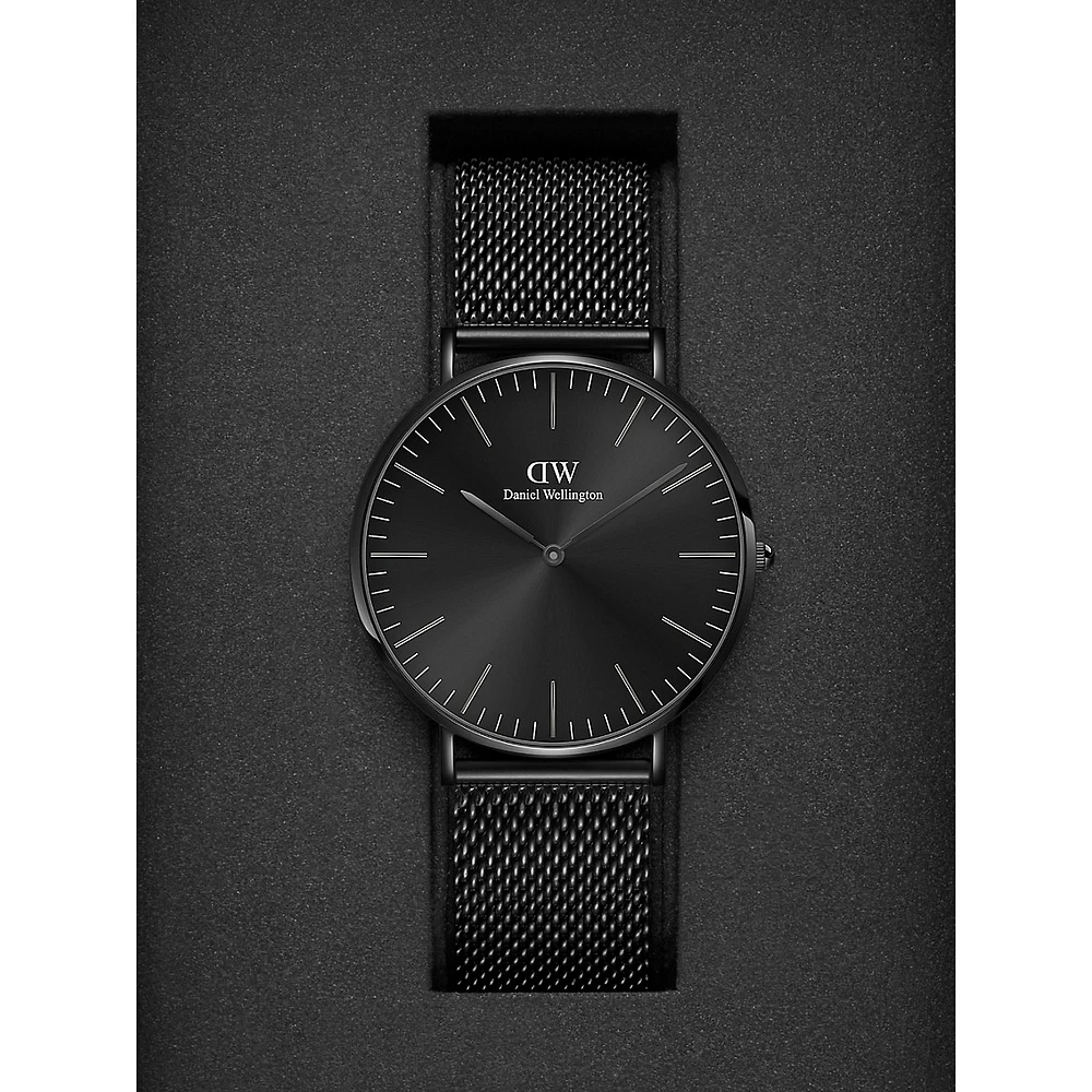 Classic Mesh Onyx Blacktone Stainless Steel Bracelet Watch DW00100632