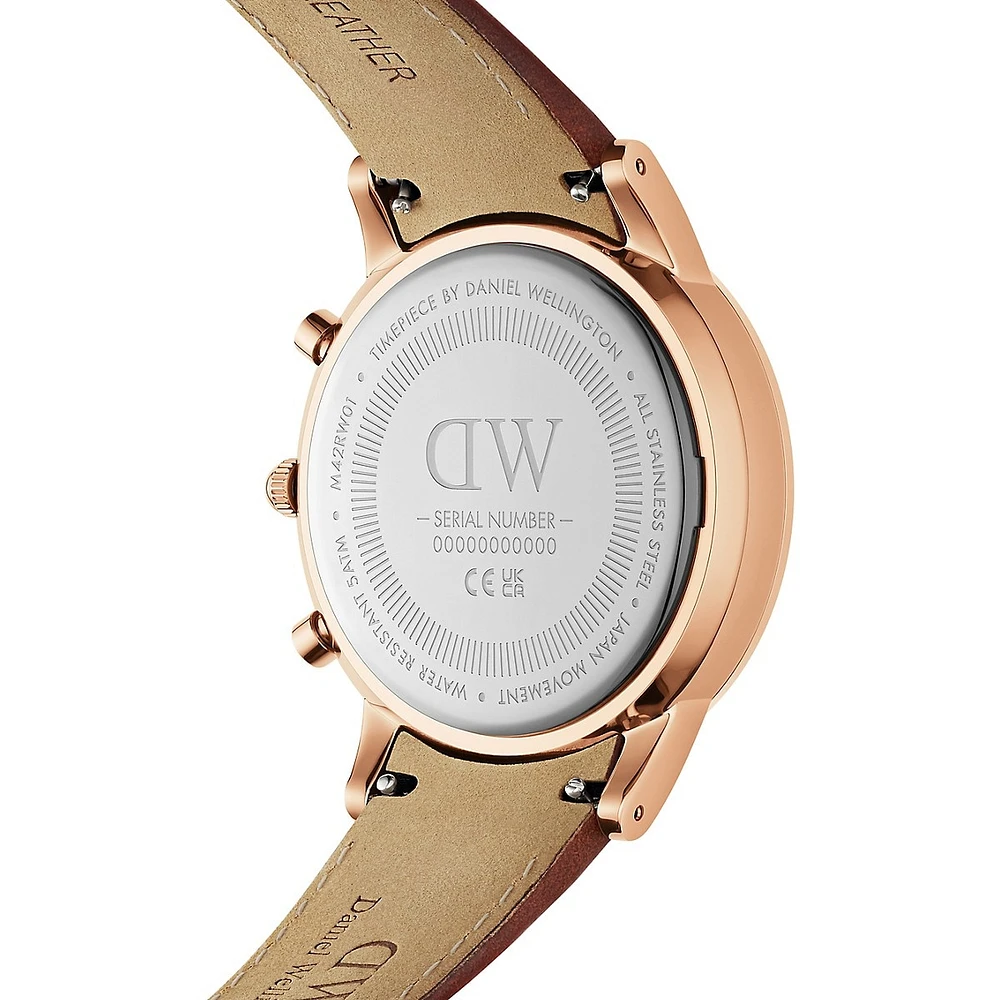 Iconic Chrono St. Mawes Rose Goldtone Stainless Steel & Leather Strap Watch DW00100639