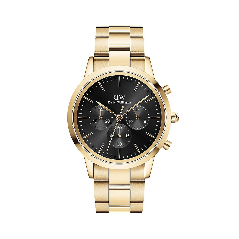 Iconic Chrono Goldtone Stainless Steel Braclet Watch DW00100641