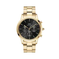 Iconic Chrono Goldtone Stainless Steel Braclet Watch DW00100641
