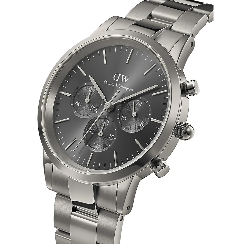 Iconic Chrono Graphite Stainless Steel Bracelet Watch DW00100643