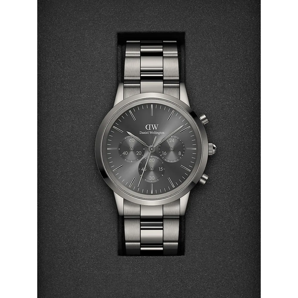 Iconic Chrono Graphite Stainless Steel Bracelet Watch DW00100643