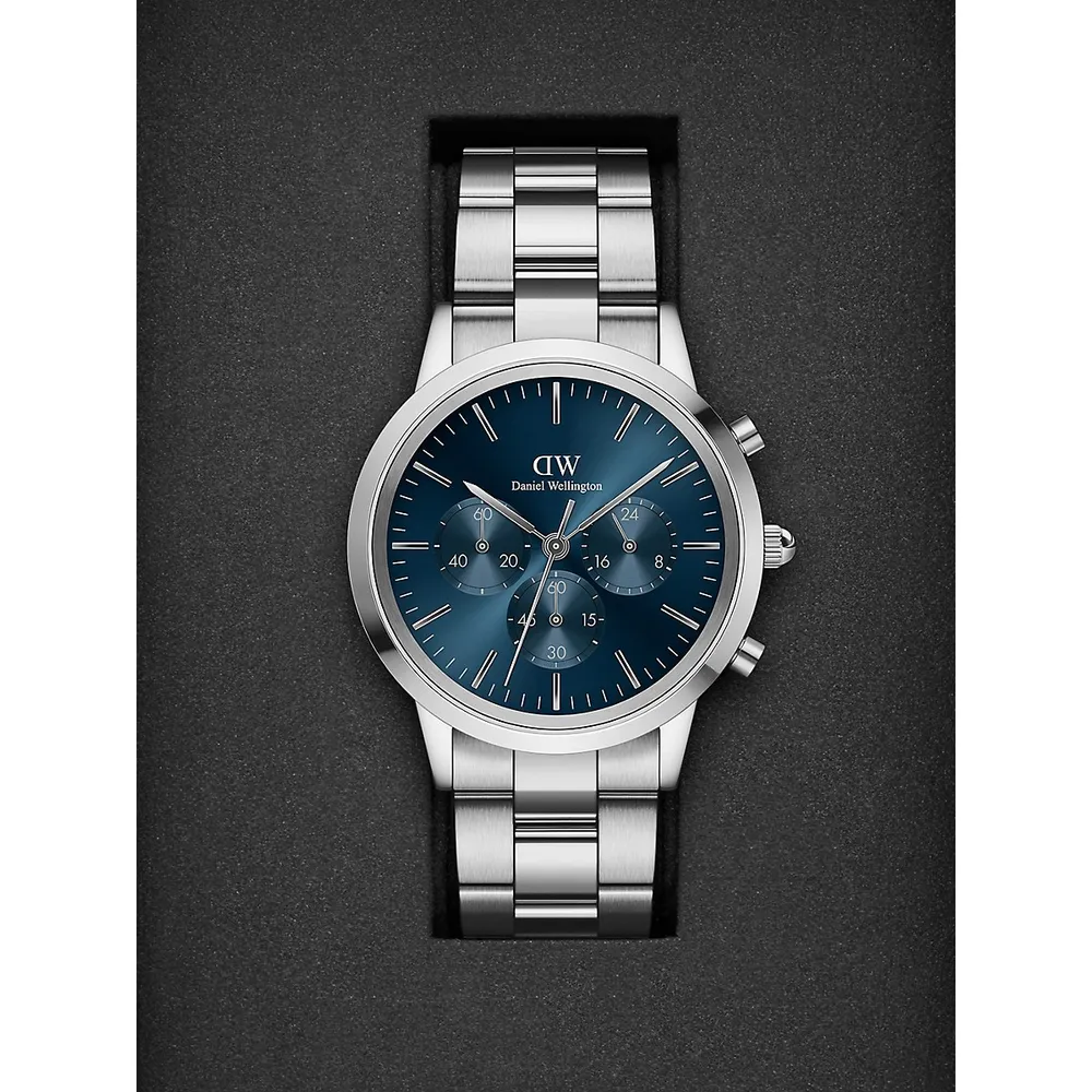 Iconic Chrono Stainless Steel Bracelet Watch DW00100644
