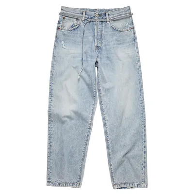 Organic Cotton Belted Straight-Leg Jeans