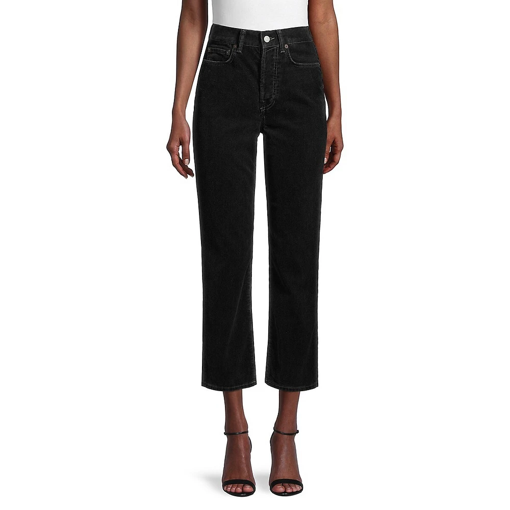 Mece Corduroy High-Rise Cropped Straight-Leg Jeans