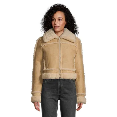Faux Shearling Cropped Jacket