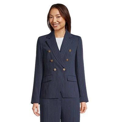 Pinstripe Double-Breasted Blazer