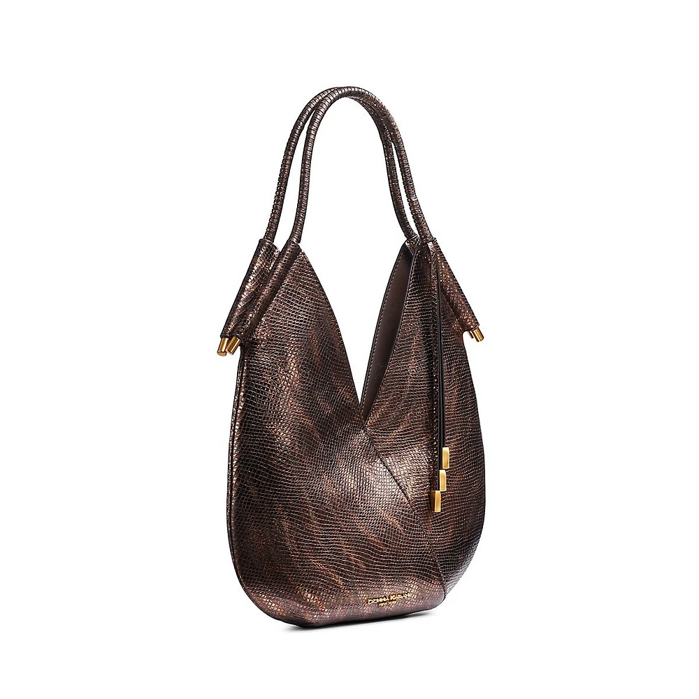 Mini Baldwin Snake-Print Leather Shoulder Bag