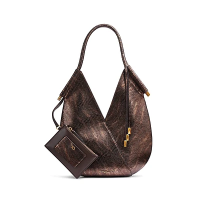 Mini Baldwin Snake-Print Leather Shoulder Bag