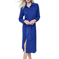 Utility-Style Midi Shirt Dress