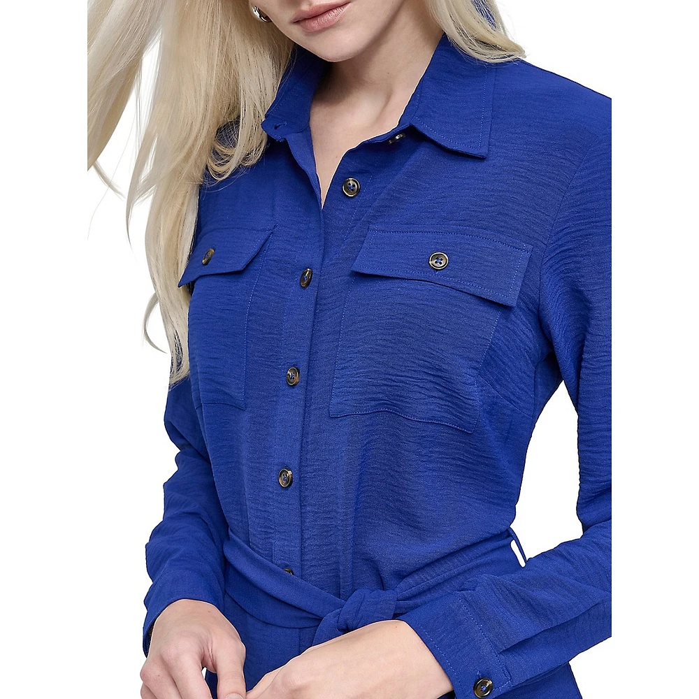 Utility-Style Midi Shirt Dress