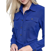 Utility-Style Midi Shirt Dress