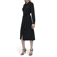 Utility-Style Midi Shirt Dress