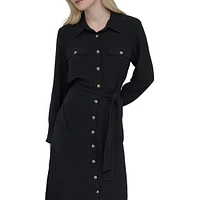 Utility-Style Midi Shirt Dress