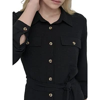 Utility-Style Midi Shirt Dress