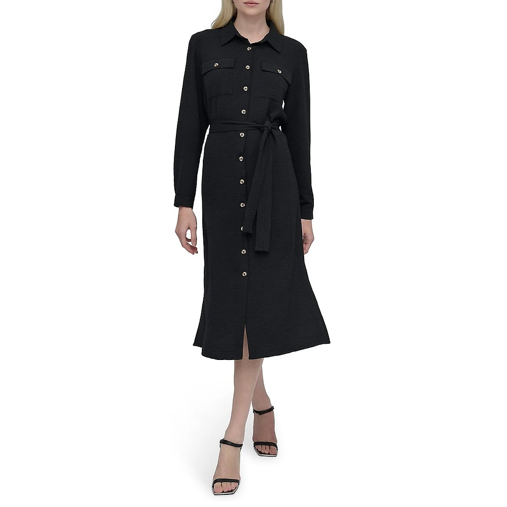 Robe chemisier midi de style utilitaire