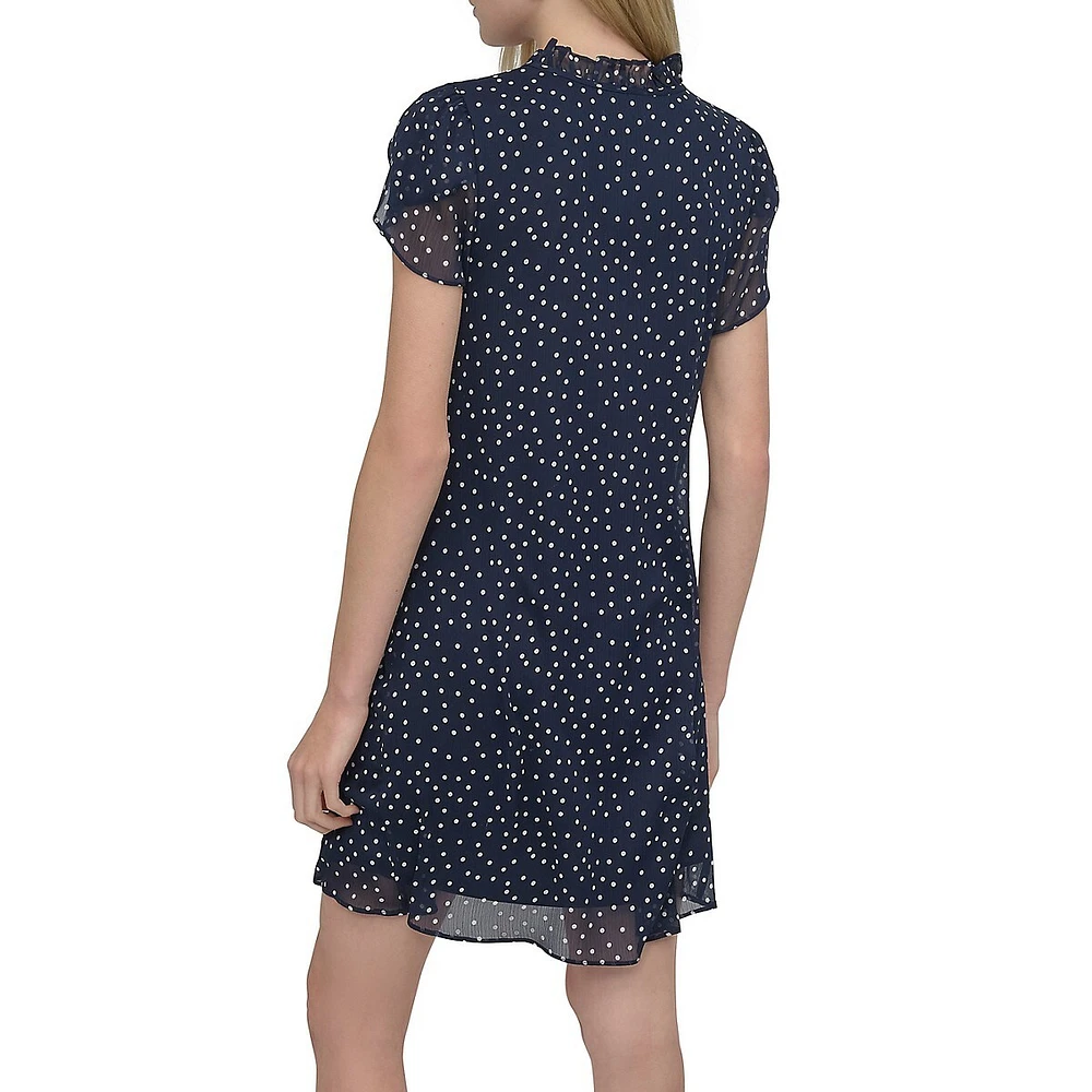 Dotted Chiffon Shift Dress