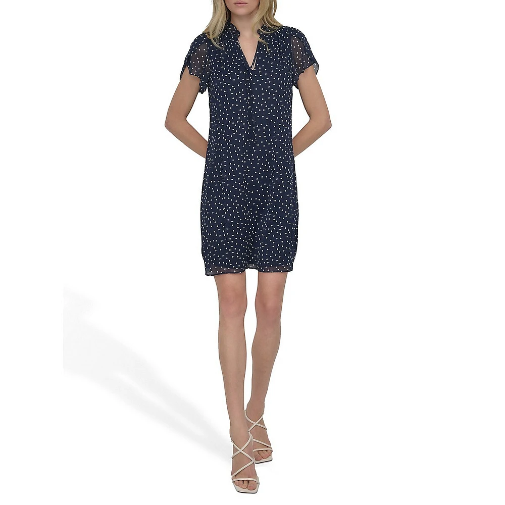 Dotted Chiffon Shift Dress