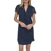 Dotted Chiffon Shift Dress