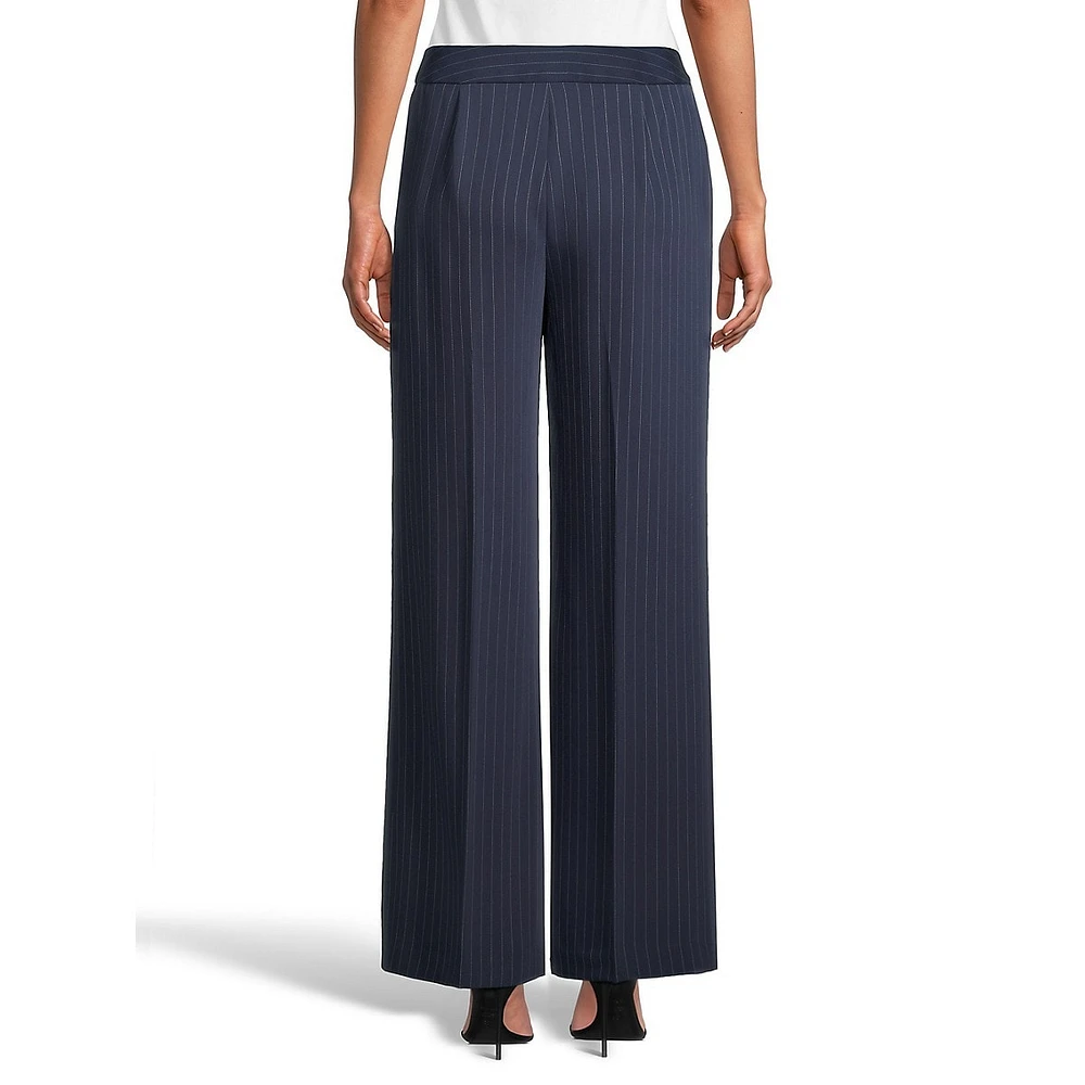 Pinstripe Straight-Leg Dress Pants