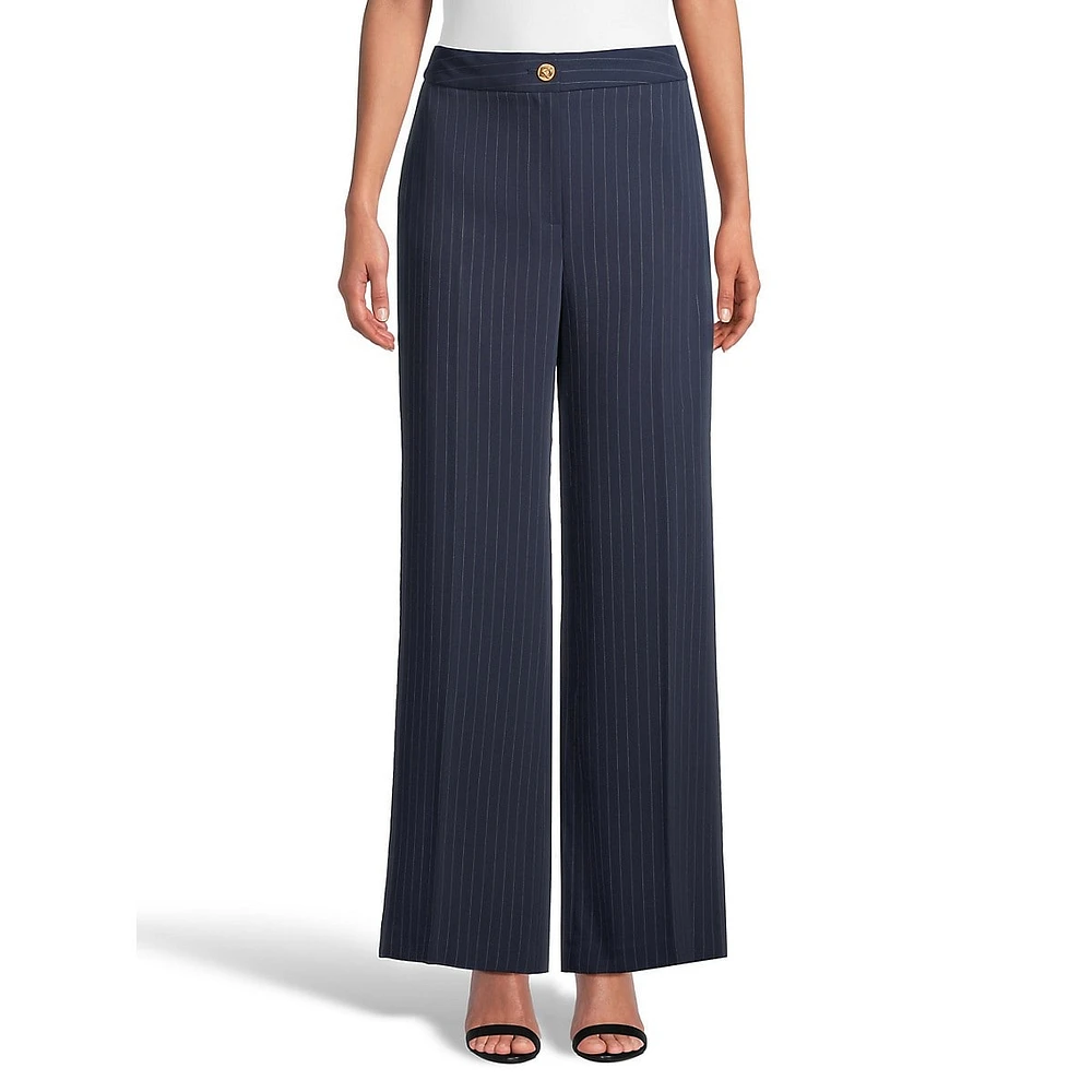 Pinstripe Straight-Leg Dress Pants