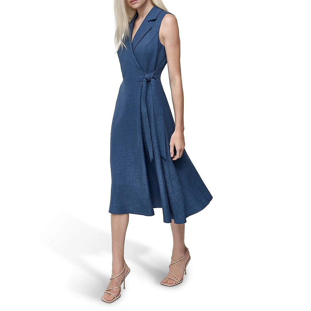 Sleeveless Side-Tie Midi Dress