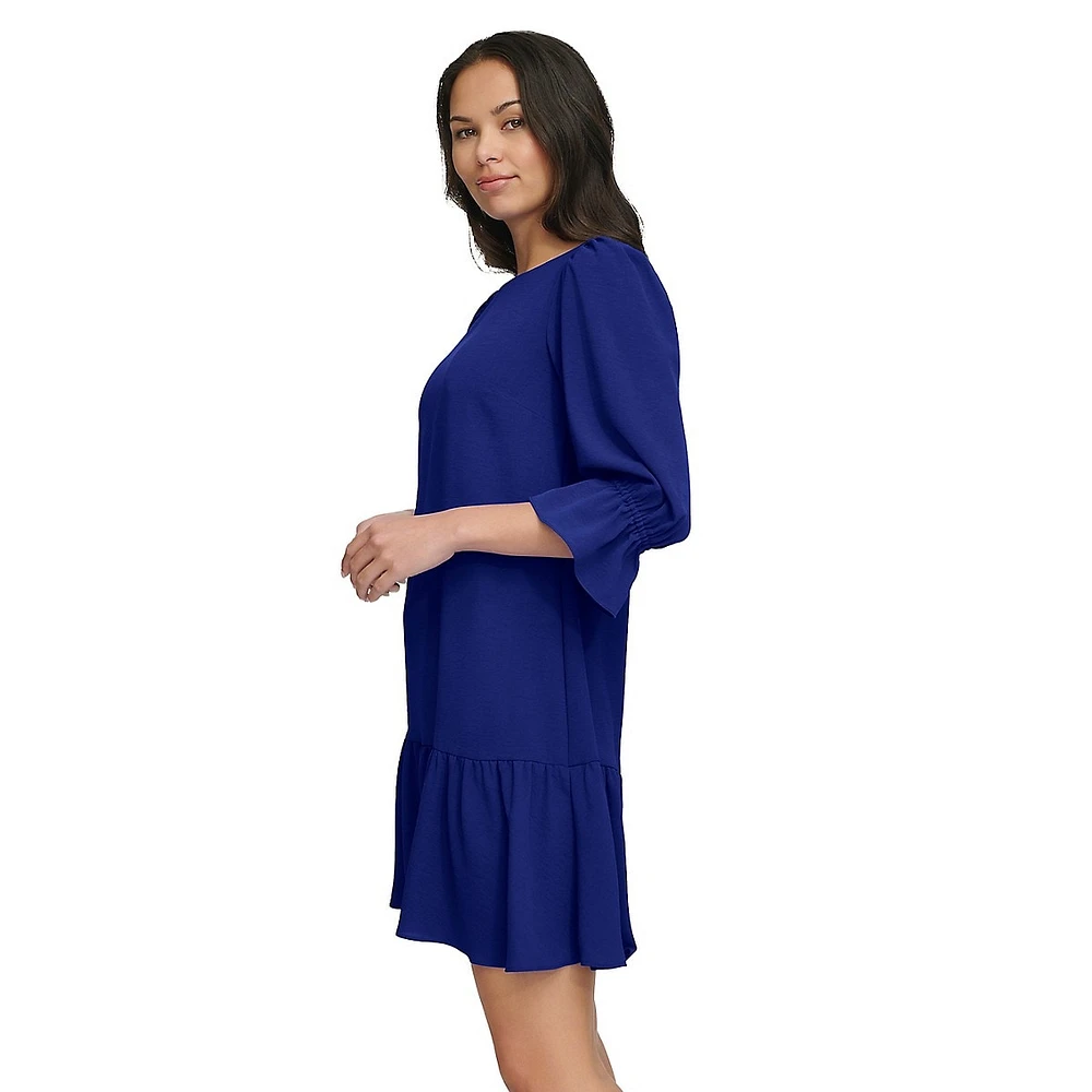 Flounce-Hem Trapeze Dress