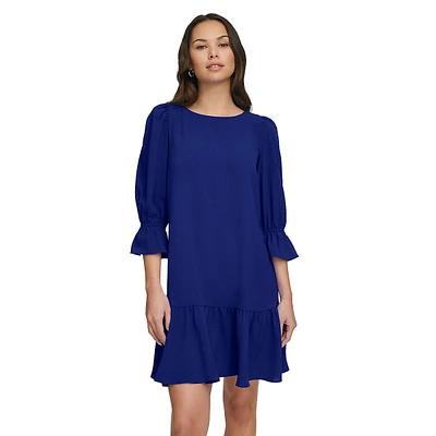 Flounce-Hem Trapeze Dress