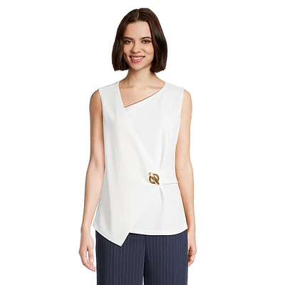 Ornamented Asymmetrical Sleeveless Top