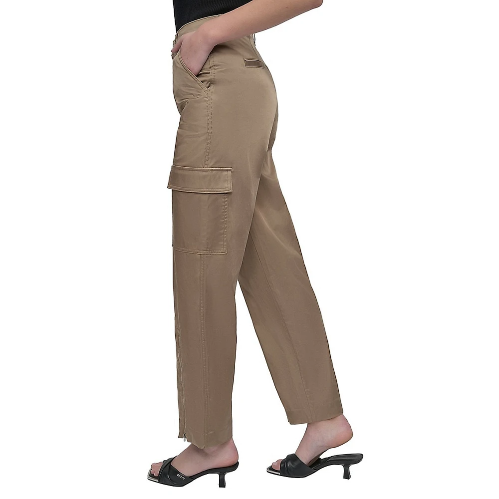 Pantalon cargo satiné avec glissière au bas des jambes