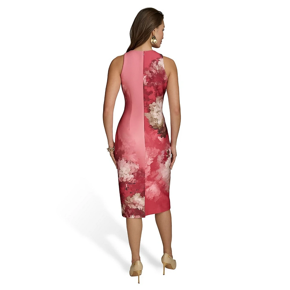 Floral Scuba Midi Sheath Dress