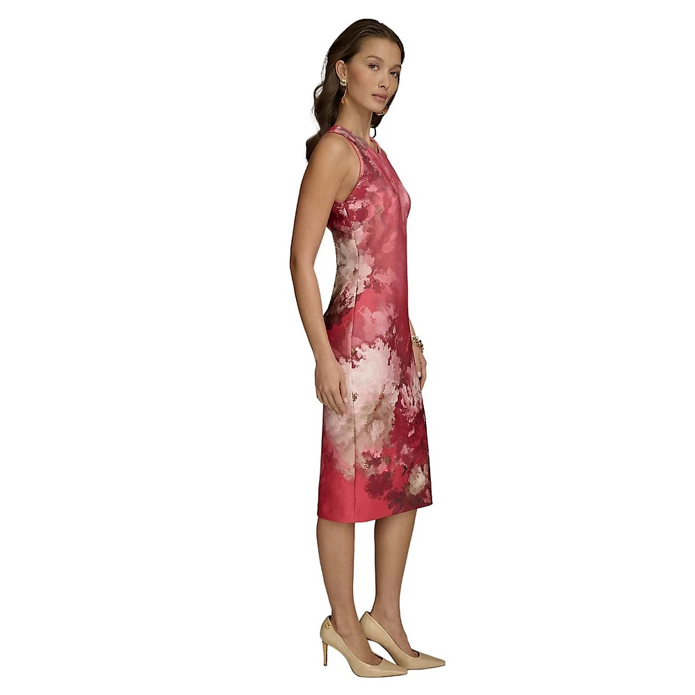 Floral Scuba Midi Sheath Dress