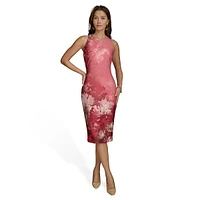 Floral Scuba Midi Sheath Dress