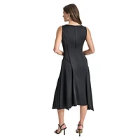 Exposed-Seam Sleeveless Midi Dress