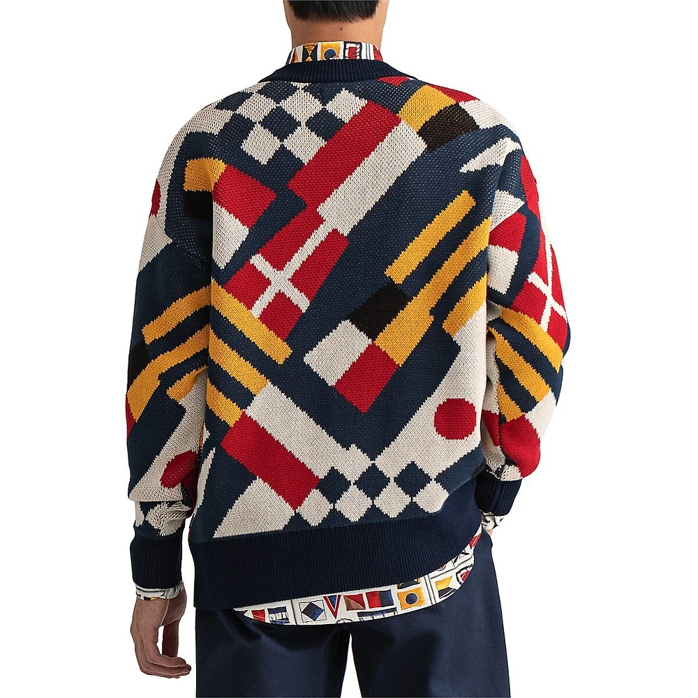 Multi Flag Cotton Crewneck Sweater