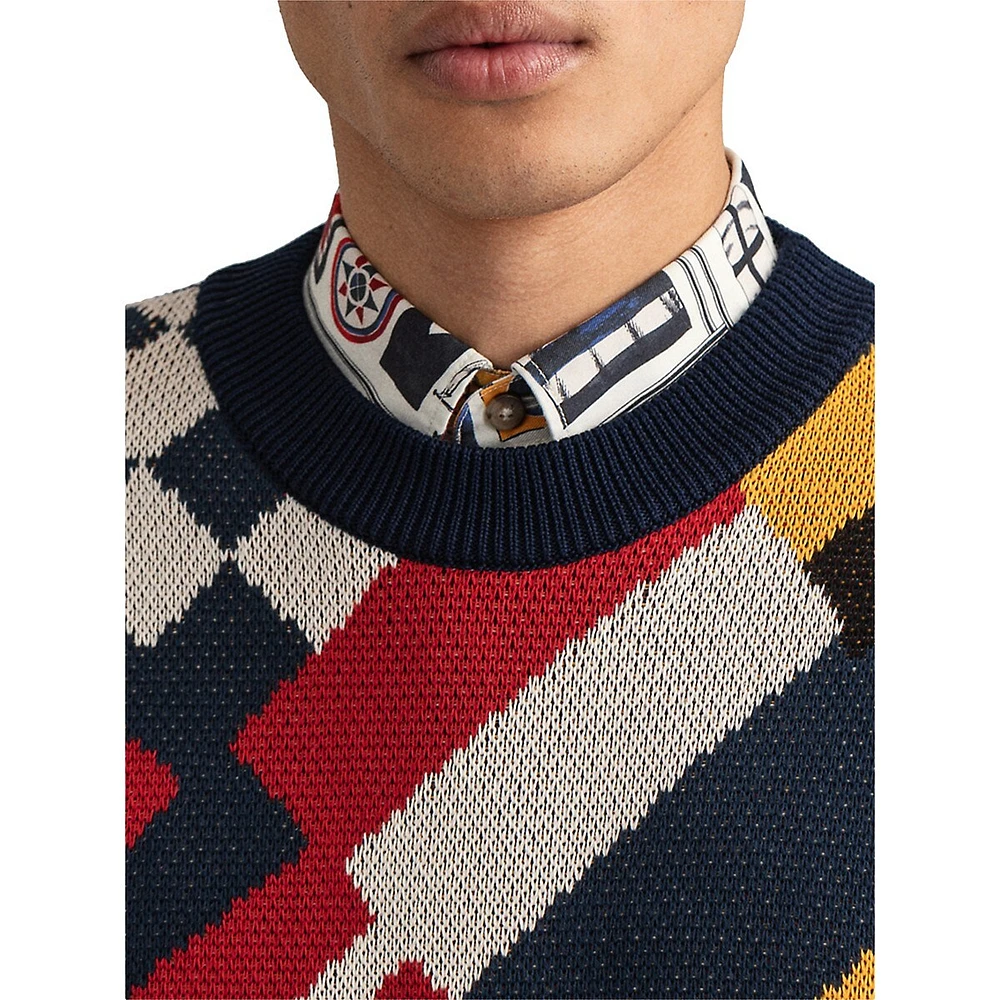 Multi Flag Cotton Crewneck Sweater