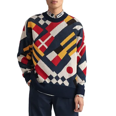 Multi Flag Cotton Crewneck Sweater